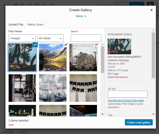 create a gallery