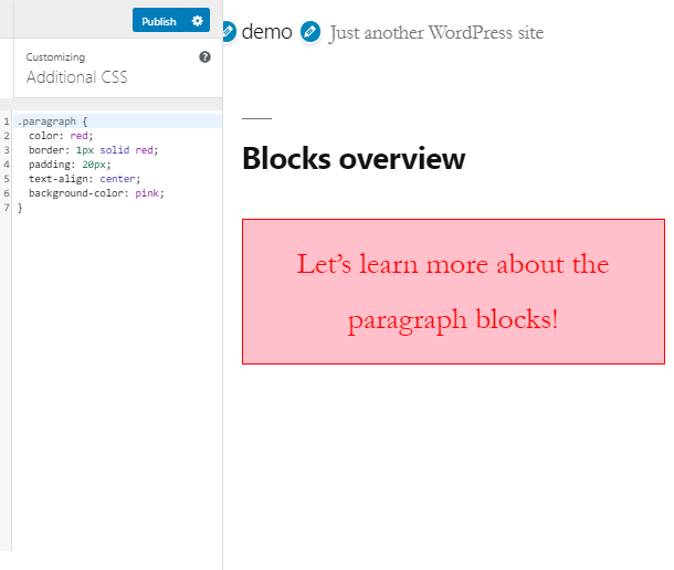 what is block paragraph customizer