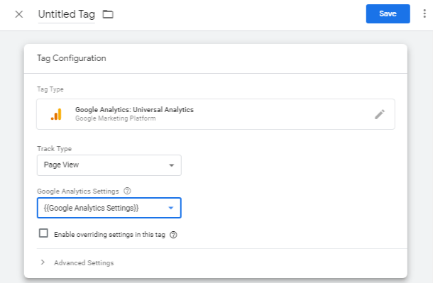 Google Analytics settings