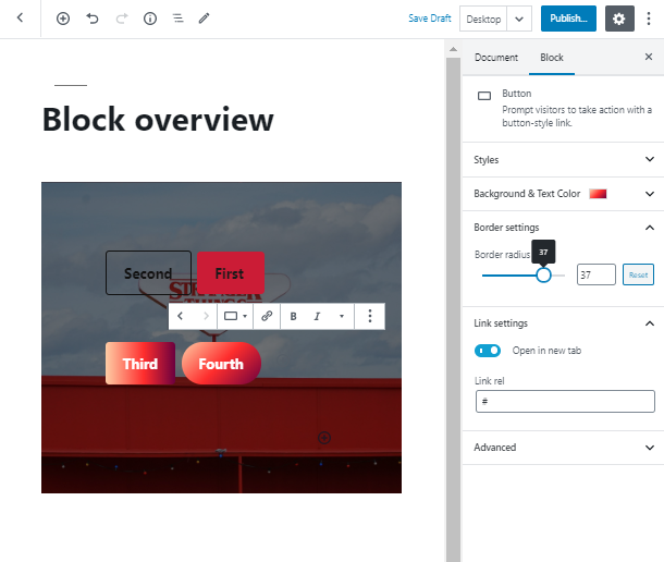 set border radius for WordPress Button Widget