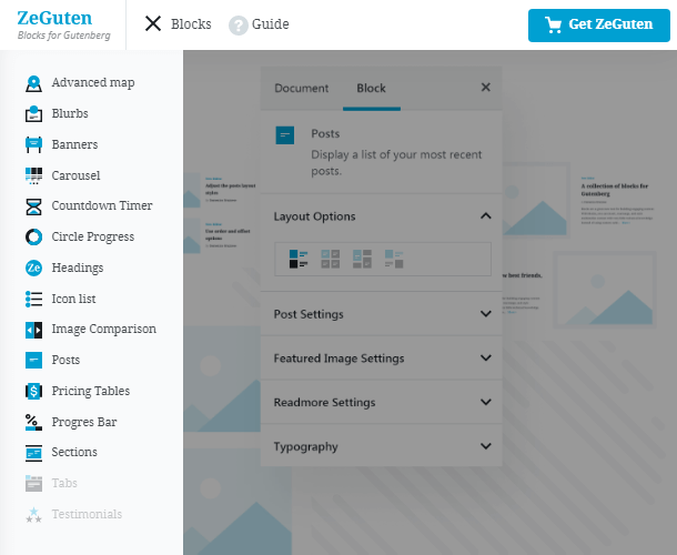 ZeGuten best Gutenberg block plugins