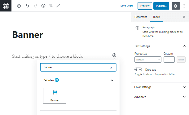 add-block banner builder wordpress