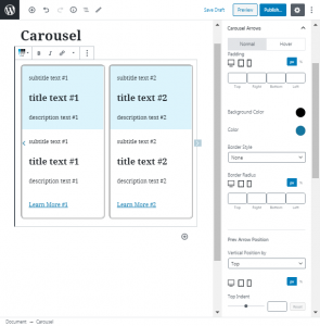 WordPress Carousel Block for Gutenberg in ZeGuten plugin