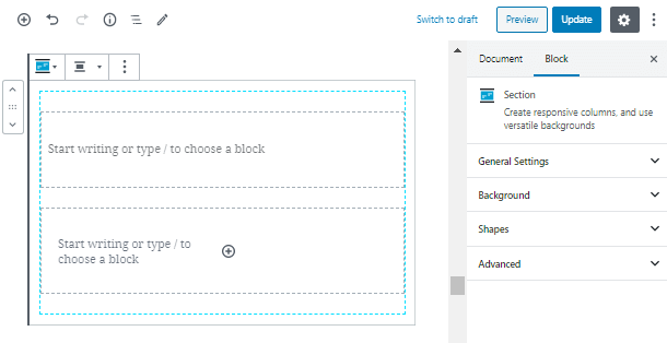 WordPress Responsive Columns in ZeGuten Section Block