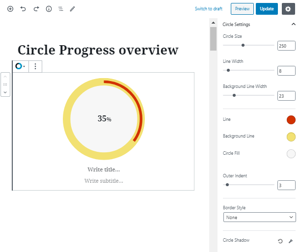 circle progress bar wordpress settings