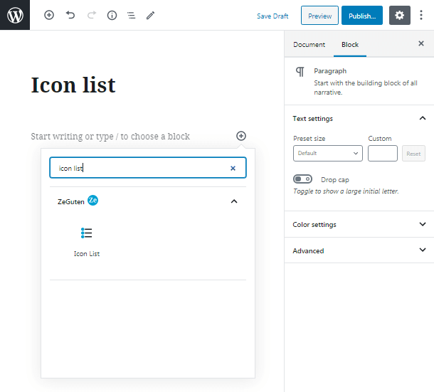 add an icon list block