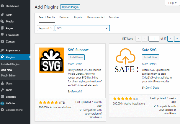 add plugin SVG icons wordpress