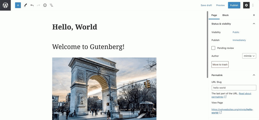 Gutenberg Page Tab