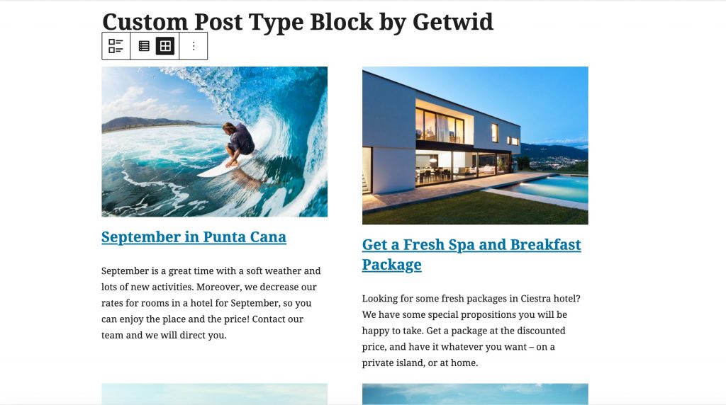 WordPress custom post type by Getwid