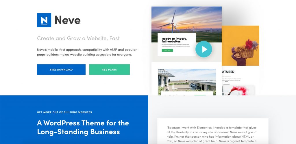 Neve WordPress theme for Elementor