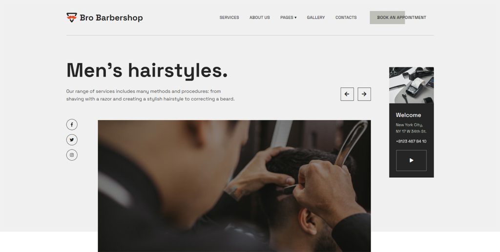 Picture of Bro Barbershop WordPress theme.