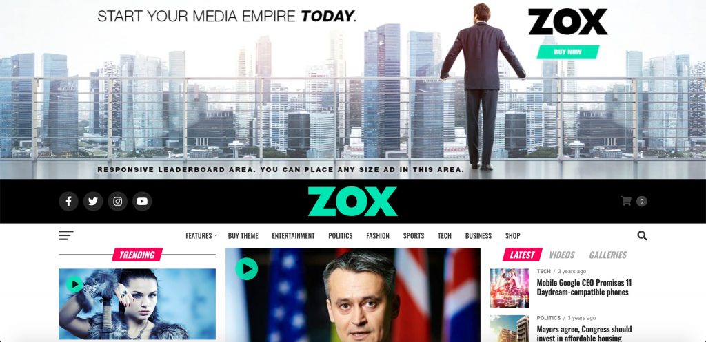 Zox News - Professional WordPress News & Magazine Theme