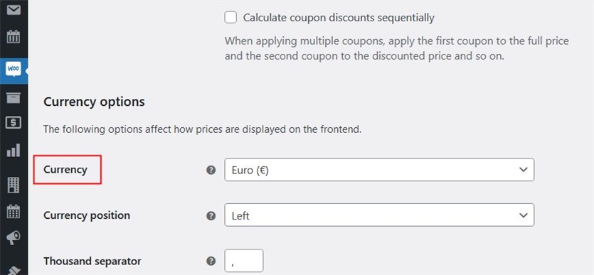 currency woocommerce payment settings