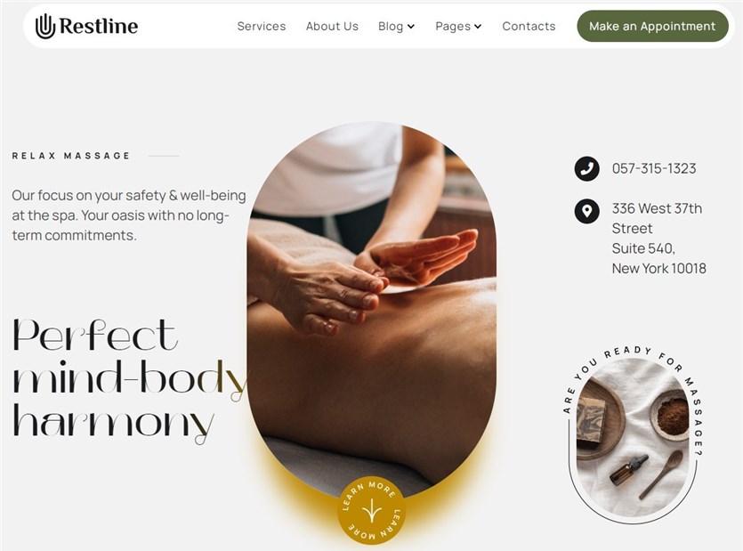 restline wordpress theme for massage therapists