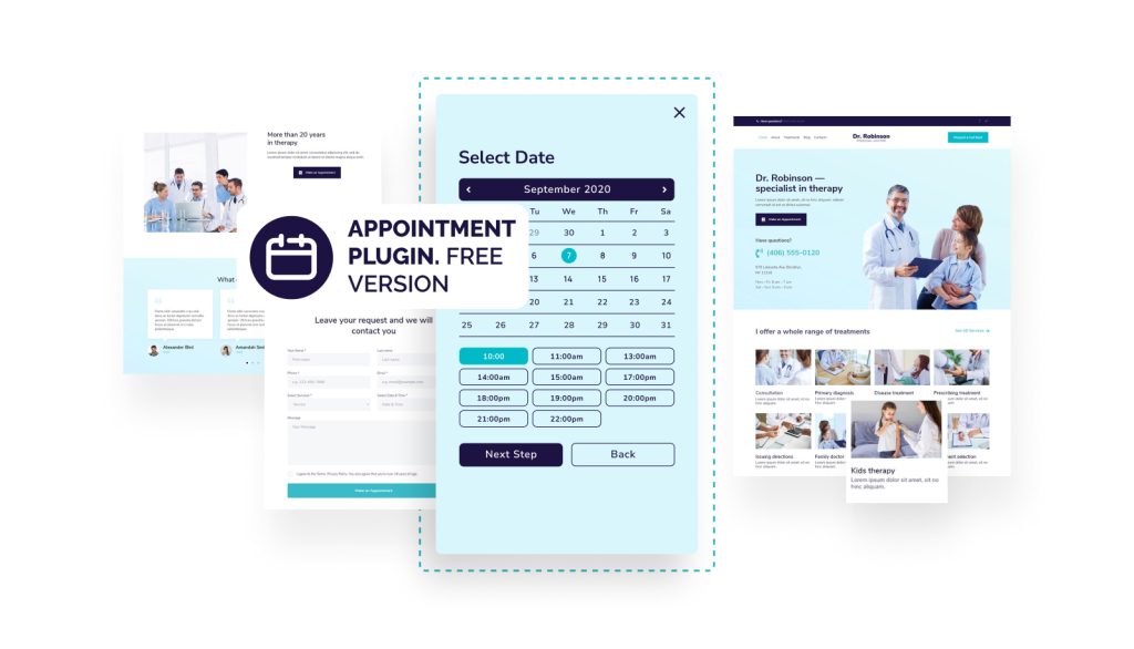 Free Appointment bookings with the Appointment plugin and Robinson template.