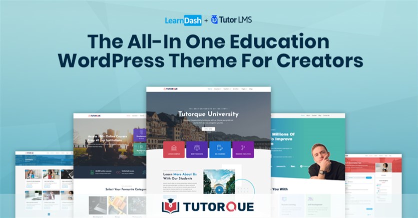 Screenshot of the Tutorque WordPress educational theme demo website.