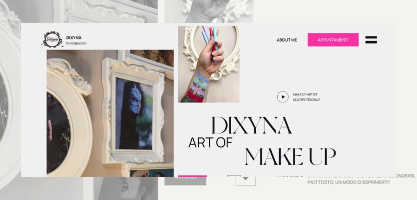 Collage of the Dixyna makeup website made with the Pixetty templates