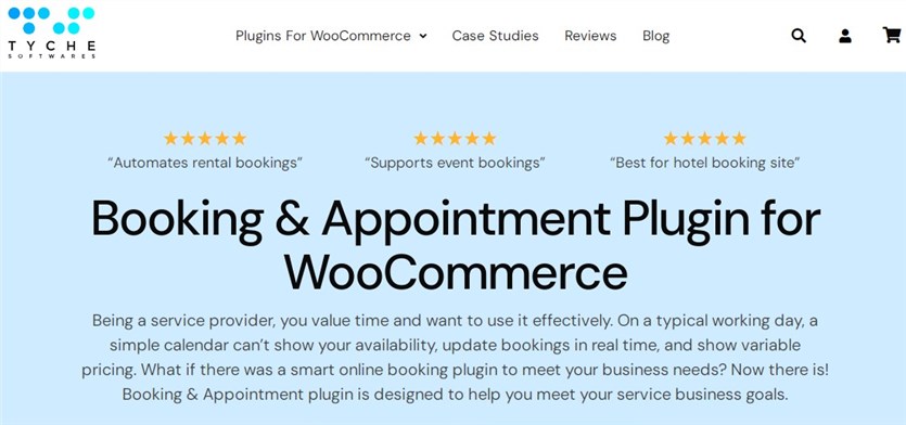 Screenshot of the Booking & Appointment Plugin for WooCommerce plugin homepage.
