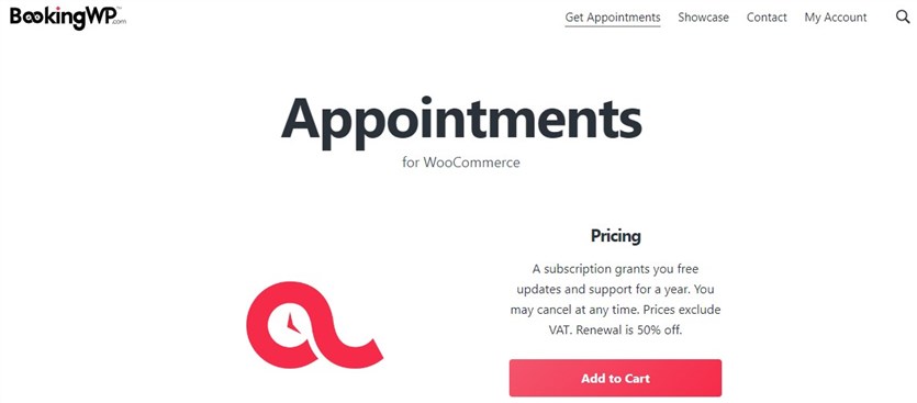 Screenshot of the Appointments for WooCommerce plugin homepage.