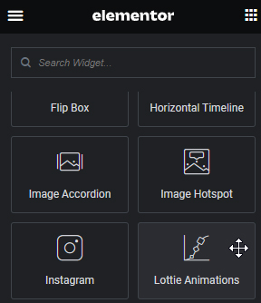 Image of the Lottie widget added to the Elementor builder.