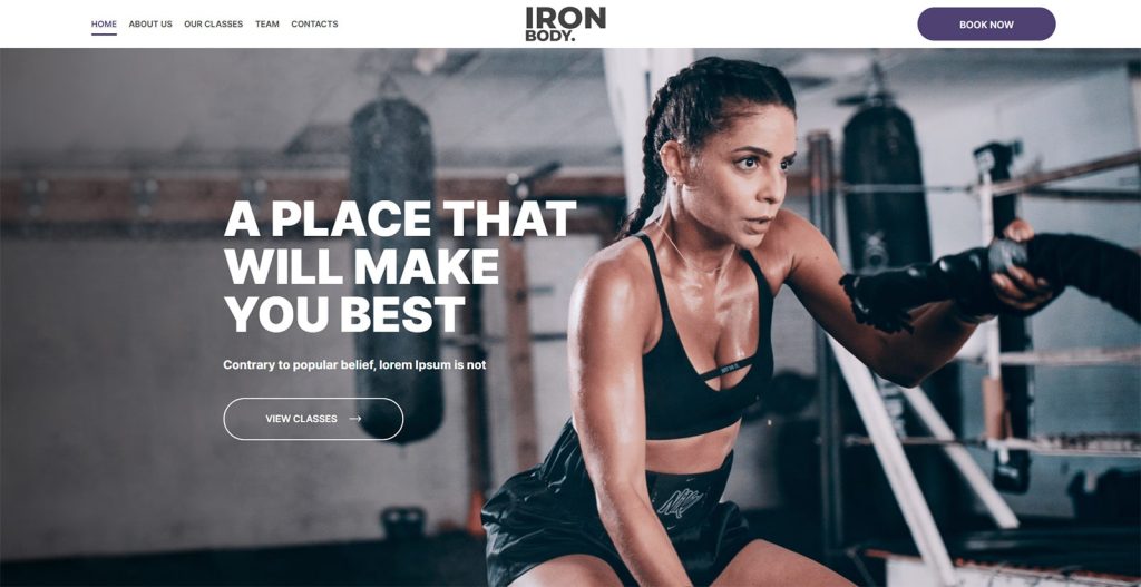 Picture of Ironbody, one of the best fitness WordPress themes with full Gutenberg compatibility.