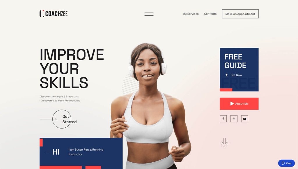 Photograph of Coachzee, one of the best fitness WordPress themes with modern & responsive page design for a personal coach.