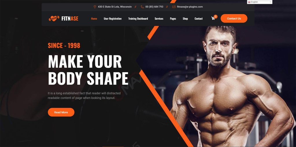 Image of Fitnase, one of the WordPress themes for gyms and fitness with fitness trainer & user dashboards.