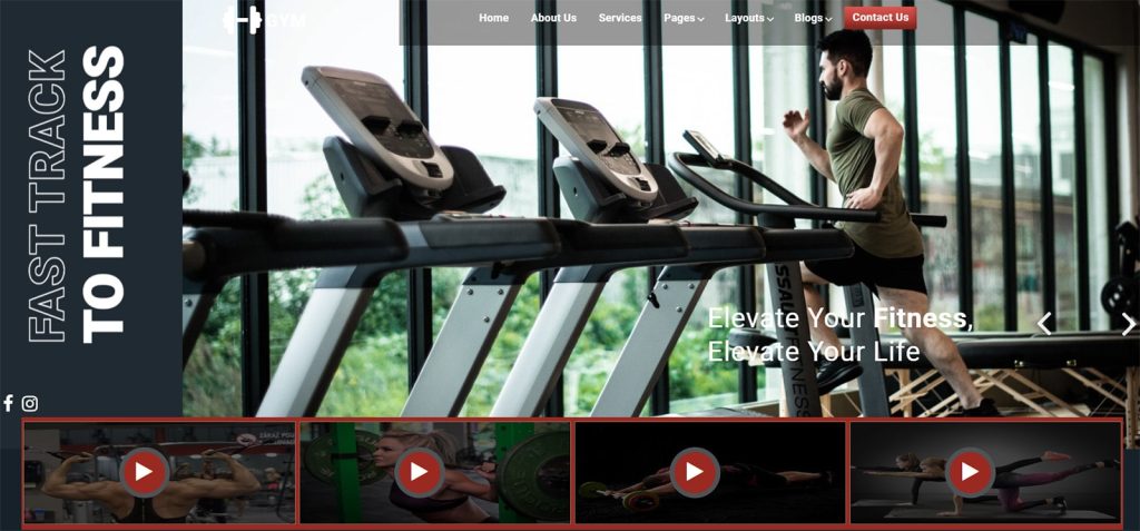 Representation of Healthy Fitness Gym, one of the top-rated WordPress themes for gyms with diverse animations and transitions.