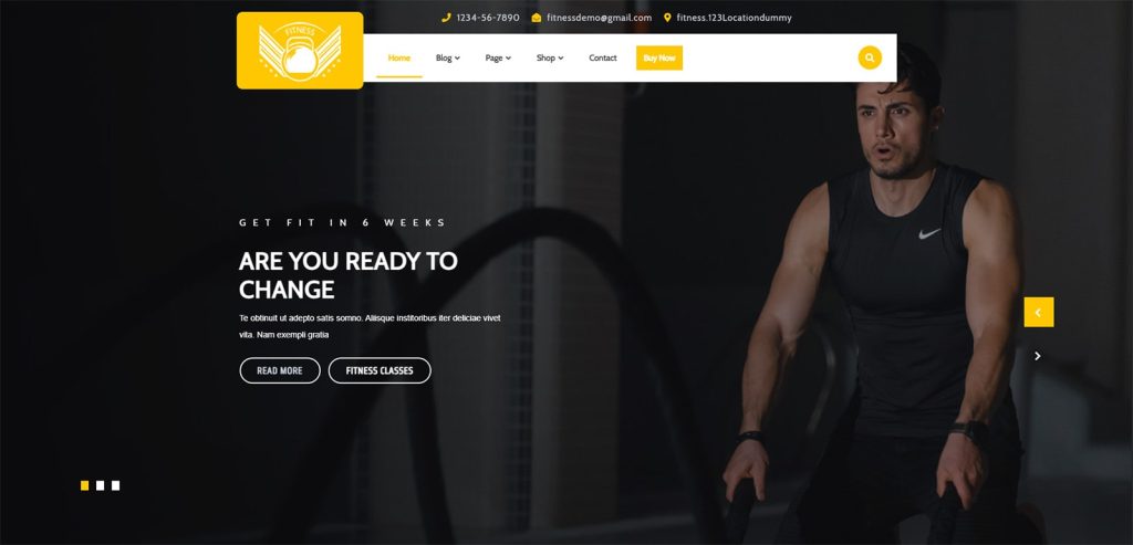 Visual of Fitness Crossfit, one of the best fitness WordPress themes with a sitewide search system.