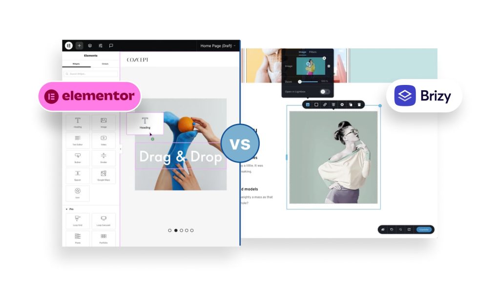 Brizy vs Elementor comparison.