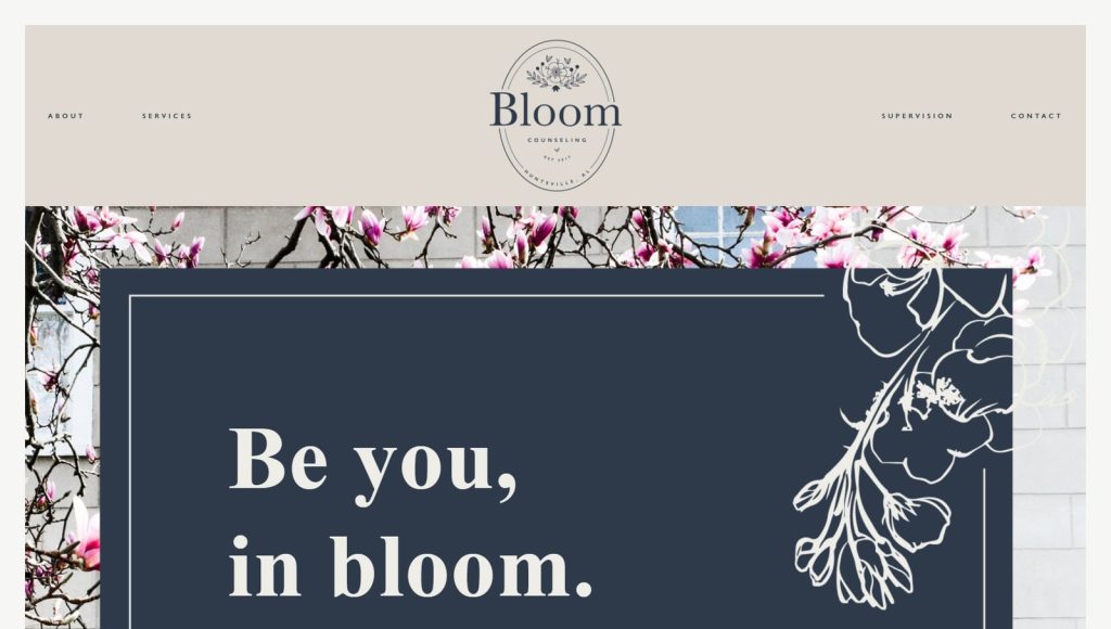 Photograph of Bloom Counseling, one of the therapist website examples with a colorful & responsive design.