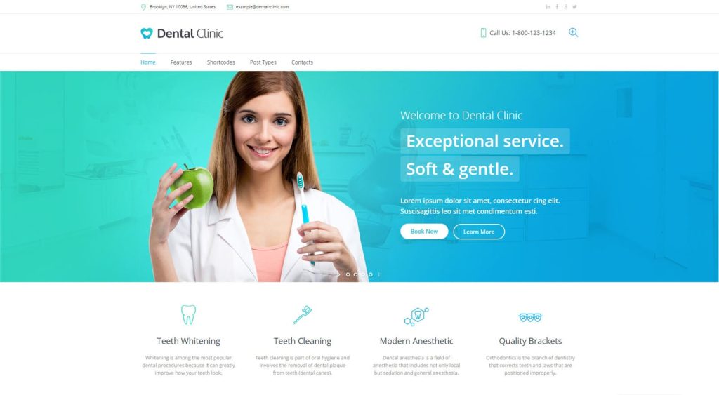 Portrait of Dental Clinic, one of the versatile dentist WordPress themes with 6 gallery variations.