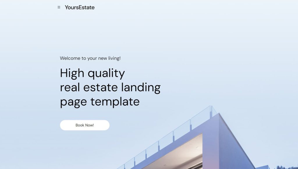 Graphic of YoursEstate, one of the vacation rental website templates with 5 pre-designed & responsive pages.