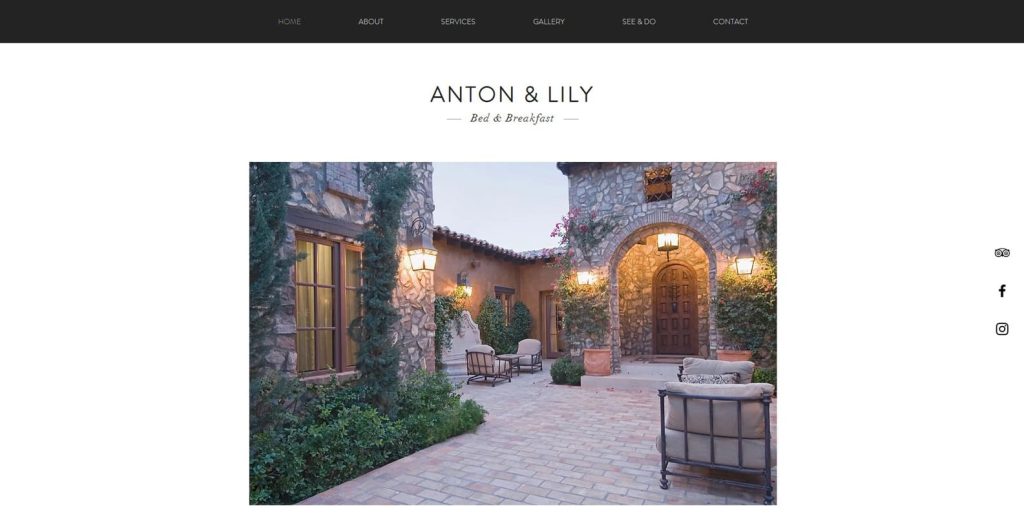 Image of Anton & Lily, a customizable hotel website template with a slider-based gallery.