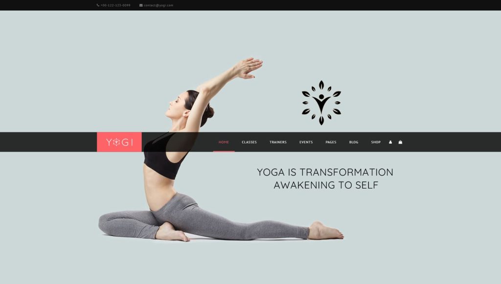 Photograph of Yogi, one of yoga WordPress themes with a built-in yoga class schedule.