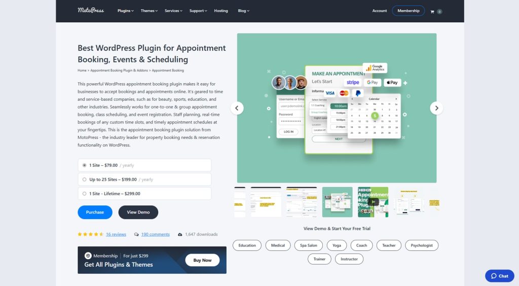 Snapshot of Appointment Booking, a flexible plugin for managing appointments with WordPress. with group & individual scheduling.