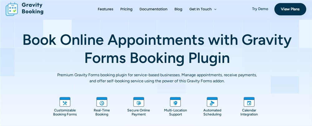 Screenshot of the Gravity Booking plugin.