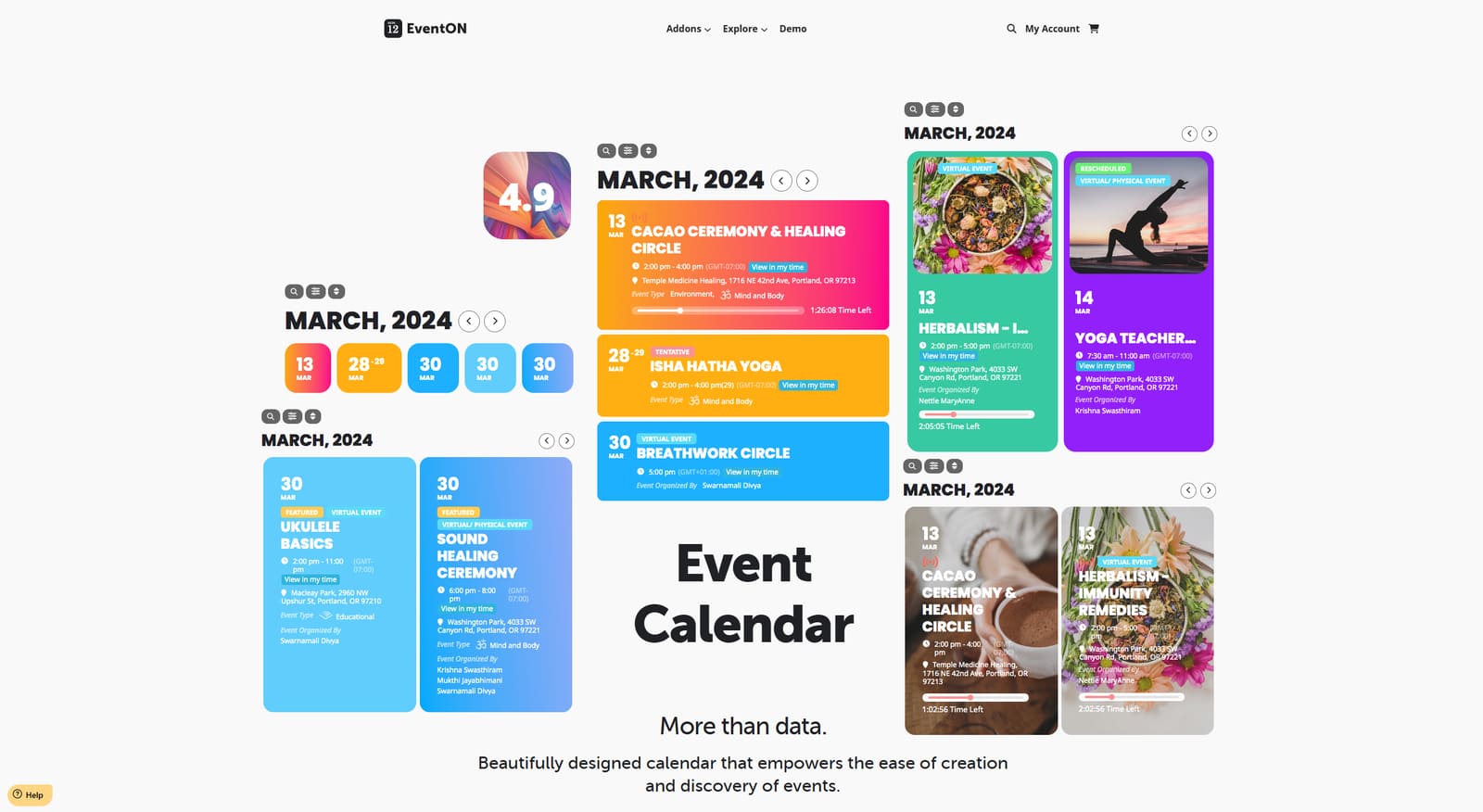 View of EventON, a stunning WordPress event calendar plugin with unlimited event images.
