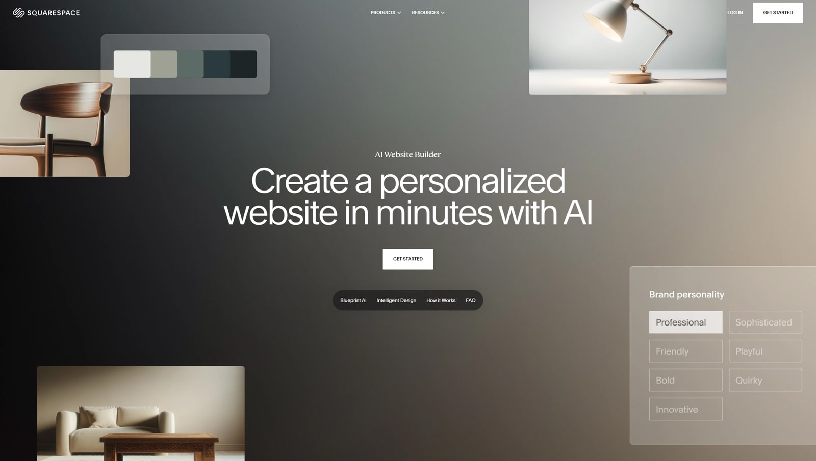 Graphic of Squarespace, one of the best AI website builders, with top-notch design creation with Blueprint AI.
