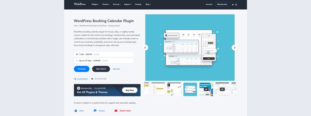 Picture of WordPress Booking Calendar, a flexible and easy-to-use solution for rental websites.