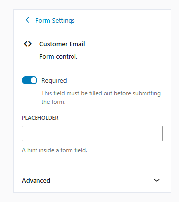 Picture of the field settings sidebar available with the form builder.
