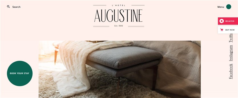 Screenshot of the Augustine Elementor hotel template.