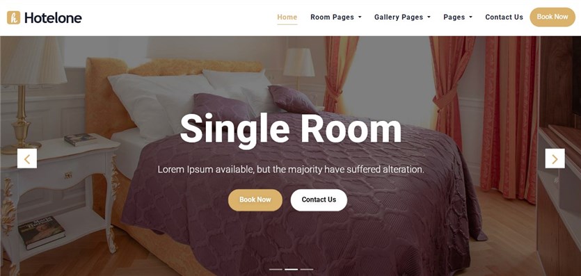 Screenshot of the Hotelone free WordPress theme for hotels.