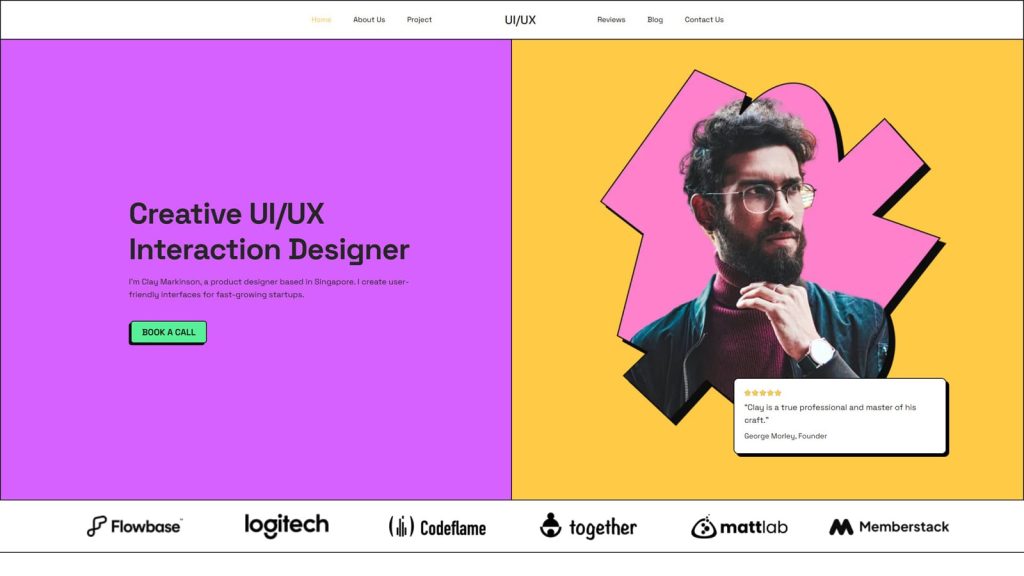 Illustration of UI/UX, a colorful and responsive Brizy Website Builder template for designers.