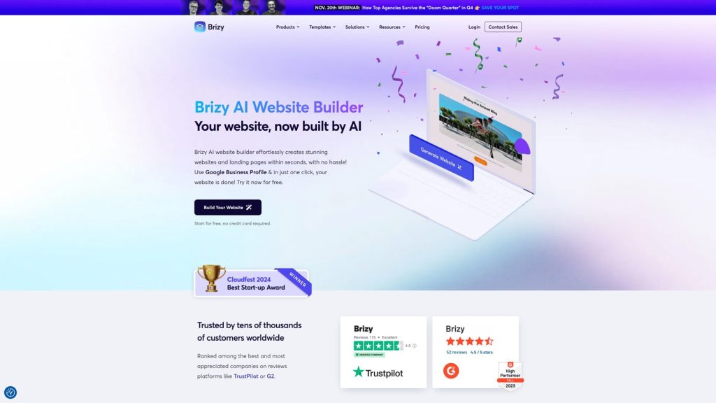 Portrait of Brizy Website Builder and its AI customization tools.