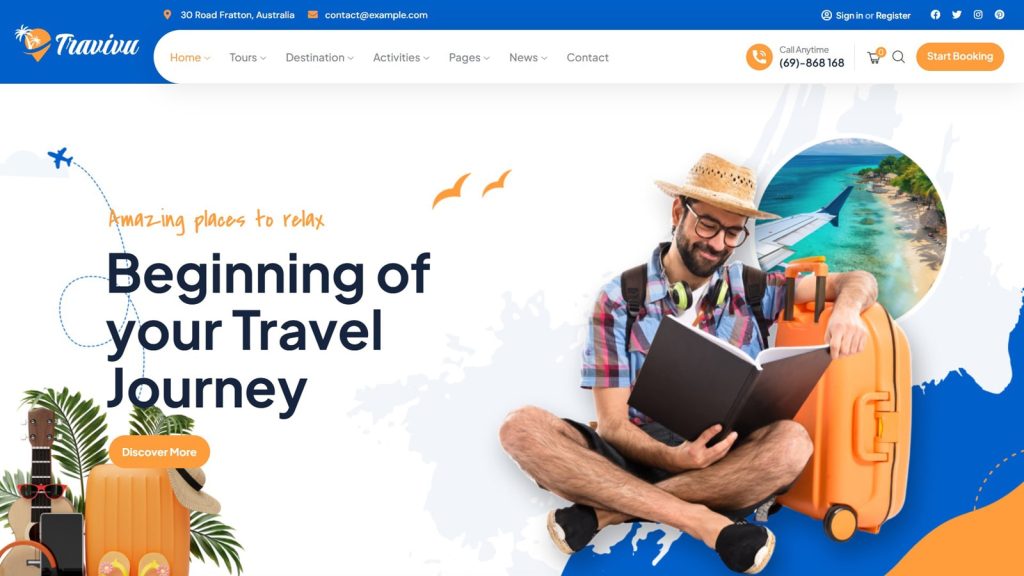 Image of Travivu, a modern & reliable tour booking theme with an analytics dashboard.