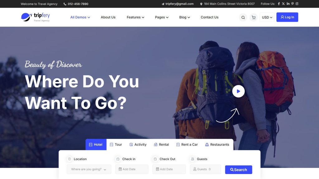 Portrait of Tripfery, the best tour booking WordPress theme with a client collaboration platform.