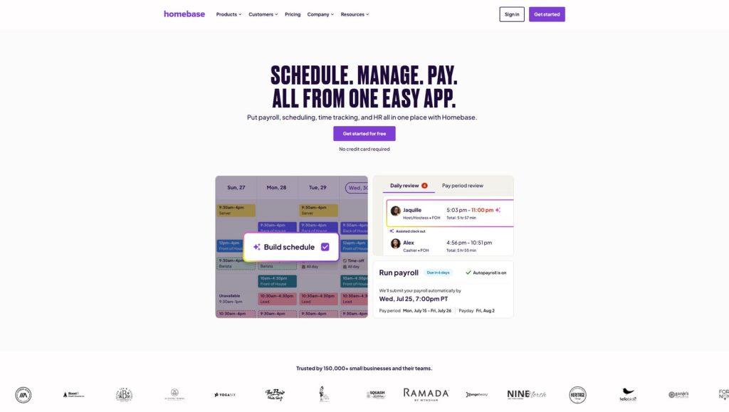 Photograph of Homebase, one of the best employee scheduling software options, with flexible schedule management.