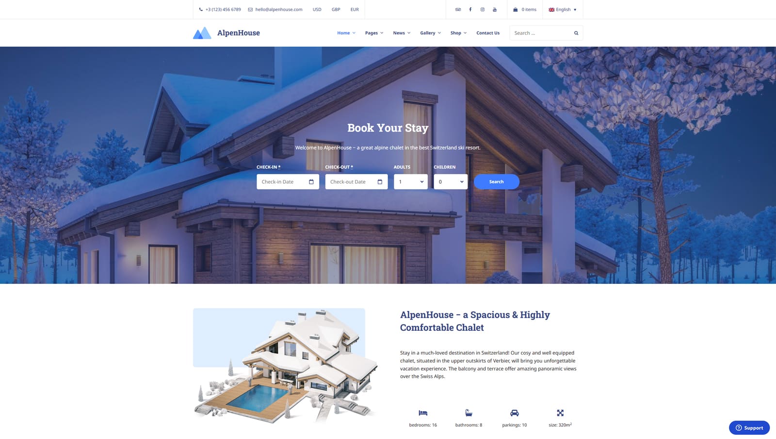 Figure of Alpenhouse, a modern and responsive apartment rental theme with offline and secure online payments.