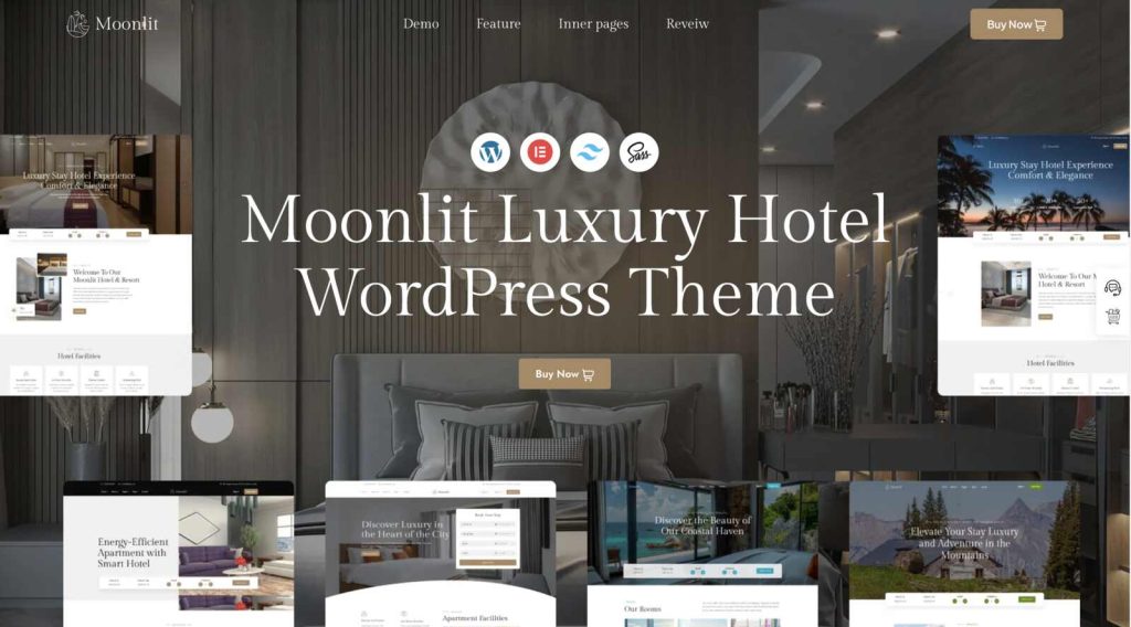 Screenshot of Moonlit hotel theme demo.